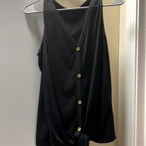 Womens tank top button up tie knot at bottom. No stains, holes,
